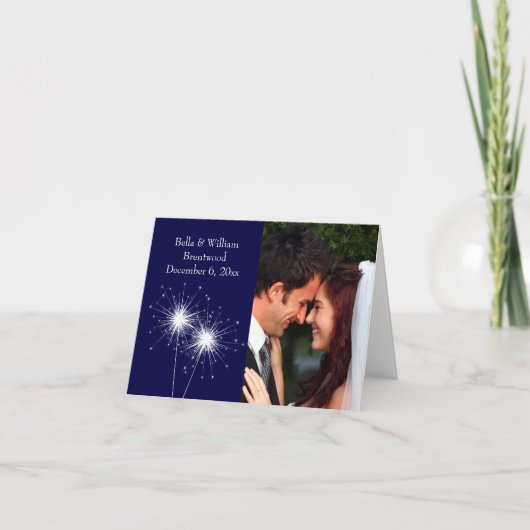 Sparkler Wedding Danke You Card blue (Vorderseite)