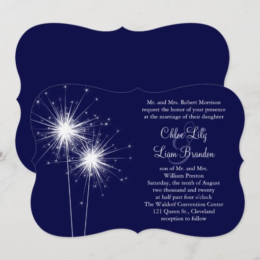 Sparkler Wedding Einladung 2 (Vorne/Hinten)