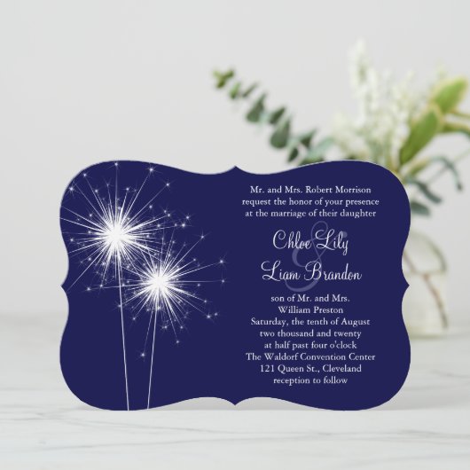 Sparkler Wedding Einladung 2 (Stehend Vorderseite)