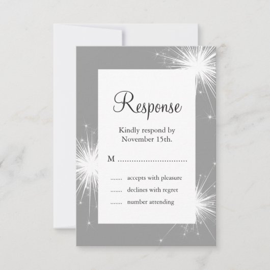 Sparkler Wedding RSVP (grau) (Vorderseite)