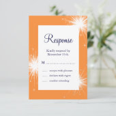 Sparkler Wedding RSVP (orange) Karte (Stehend Vorderseite)
