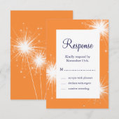 Sparkler Wedding RSVP (orange) Karte (Vorne/Hinten)