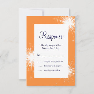Sparkler Wedding RSVP (orange) Karte