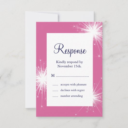 Sparkler Wedding RSVP (rosa) Karte (Vorderseite)