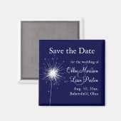 Sparkler Wedding Save the Date in Blue Magnet (Vorderseite/Rückseite)