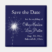 Sparkler Wedding Save the Date in Blue Magnet (Vorne)