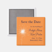 Sparkler Wedding Save the Date (orange) Magnet (Vorderseite/Rückseite)