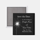 Sparkler Wedding Save the Date (schwarz) Magnet (Vorderseite/Rückseite)