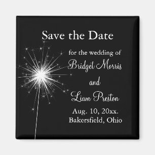 Sparkler Wedding Save the Date (schwarz) Magnet