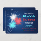 Sparklers 4. Juli GRILLEN Party Einladungen (Vorne/Hinten)