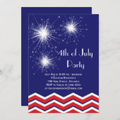 Sparklers u. Sparren 4. von Juli-Party Einladung (Vorne/Hinten)