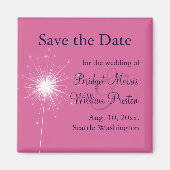 Sparklers Wedding Save the Date Magnet (pink) (Vorne)