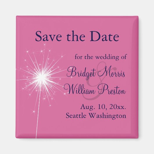 Sparklers Wedding Save the Date Magnet (pink) (Vorne)
