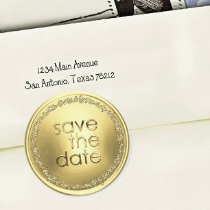 Sparklers zum Datum Briefumschlag Siegel Gold Runder Aufkleber