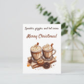 Sparkles, Giggles, and Hot Cocoa: Merry Christmas Einladung (Stehend Vorderseite)