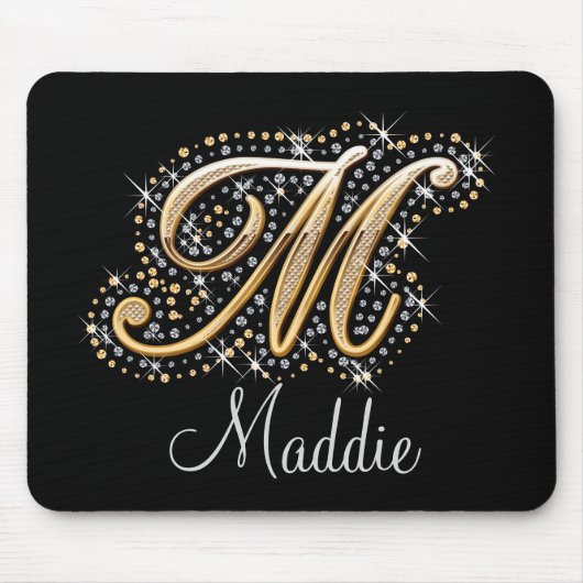 Sparkles & Glitter Diamanten Monogramm Mauspad (Vorne)