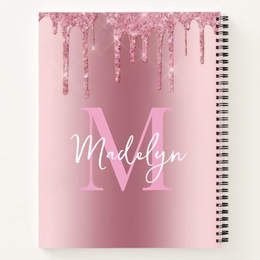  sparkles Pink glitter monogram name girly Notizblock (Rückseite)