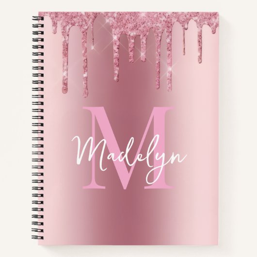  sparkles Pink glitter monogram name girly Notizblock (Vorderseite)