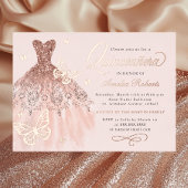 Sparkline Rose Gold Butterfly Kleid Quinceanera Folieneinladung
