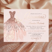 Sparkline Rose Gold Butterfly Kleid Quinceanera