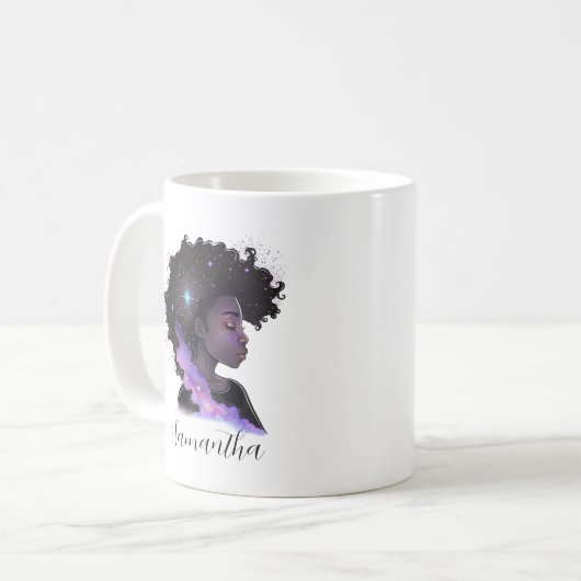 Sparkling Afro Woman Kaffeetasse (Vorderseite Links)