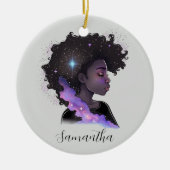 Sparkling Afro Woman Keramik Ornament (Vorne)