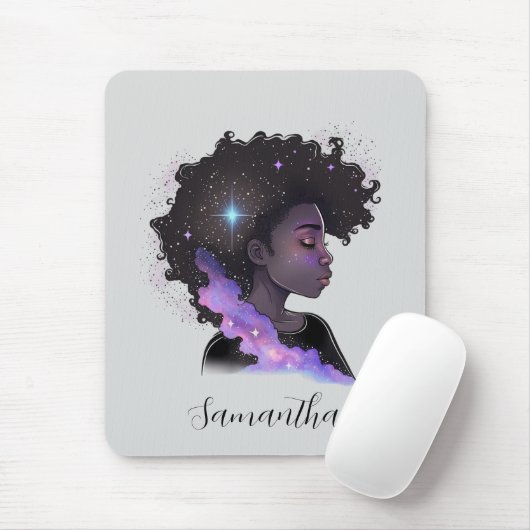 Sparkling Afro Woman Mousepad (Mit Mouse)