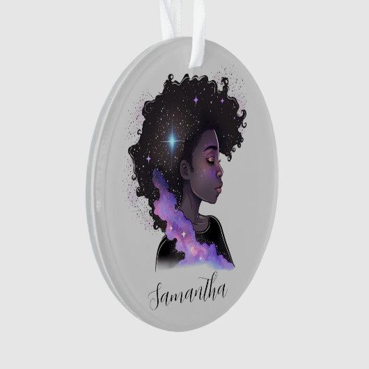Sparkling Afro Woman Ornament (Vorderseite)