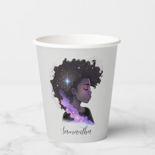 Sparkling Afro Woman Pappbecher (Vorderseite)