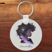 Sparkling Afro Woman Schlüsselanhänger (Rückseite)