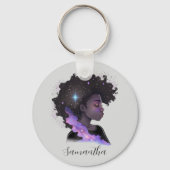 Sparkling Afro Woman Schlüsselanhänger (Rückseite)