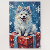 Sparkling American Eskimo Dog Festive Gift Cushion Puzzle (Vertikal)