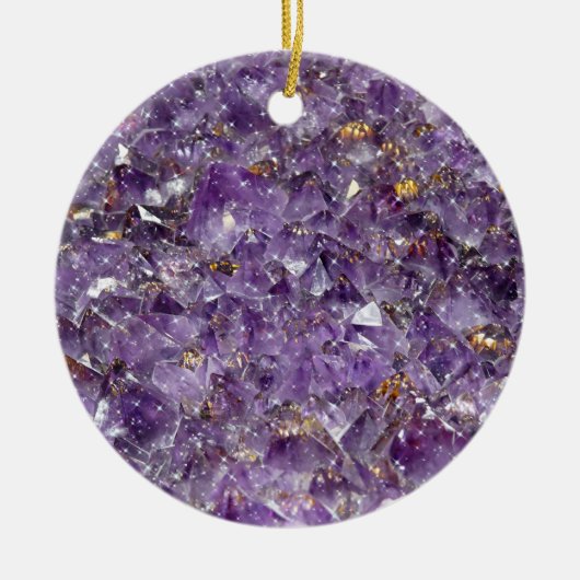 Sparkling Amethyst Crystal Gem - Lila Geode Keramik Ornament (Vorne)