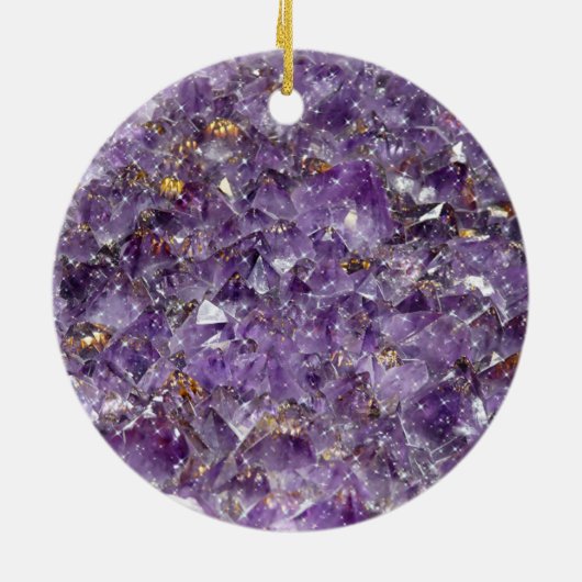 Sparkling Amethyst Crystal Gem - Lila Geode Keramik Ornament (Hinten)