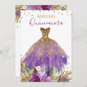 Sparkling Amethyst Dress Quinceanera Einladung (Vorne/Hinten)