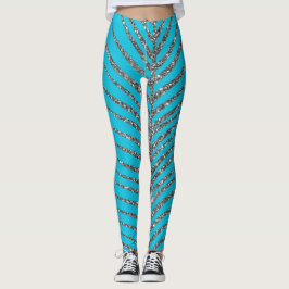 Sparkling Aqua Blue Glitzer Leggings