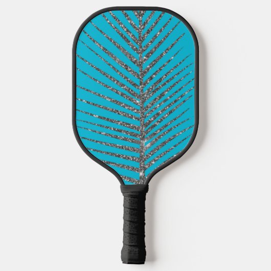 Sparkling Aqua Blue Glitzer Pickleball Schläger (Rückseite)