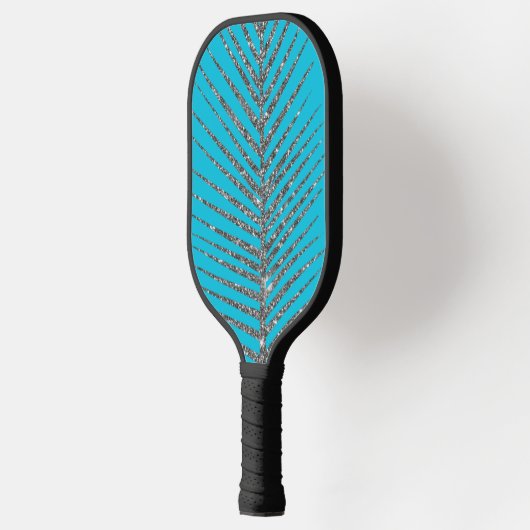 Sparkling Aqua Blue Glitzer Pickleball Schläger (Links)