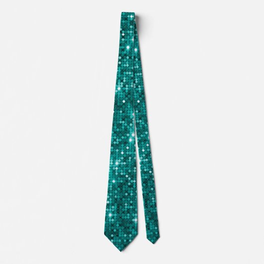 Sparkling Aquamarin Disco Sequin Neck Tie Krawatte (Vorderseite)