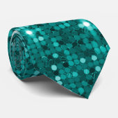 Sparkling Aquamarin Disco Sequin Neck Tie Krawatte (Gerollt)
