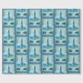 Sparkling Aquamarin und Aqua Unicorn Glitzer Geschenkpapier (Flach)