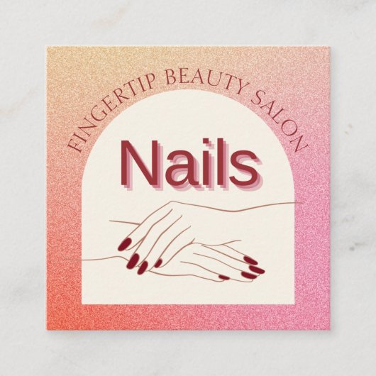 Sparkling Arch Pink Glitzer Nail Artist QR Code Quadratische Visitenkarte (Vorderseite)