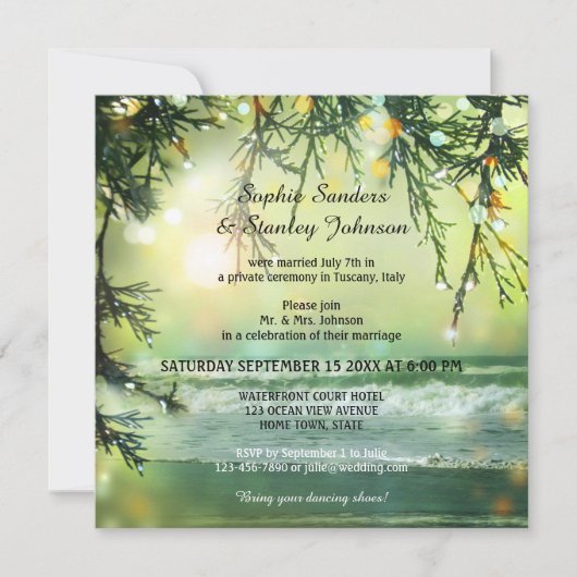 Sparkling Beach Post oder nach Hochzeit Einladung (Vorderseite)
