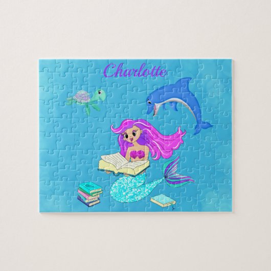 Sparkling beim Lesen von Mermaid-Büchern personali Puzzle (Horizontal)