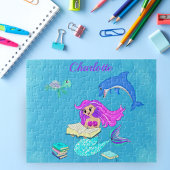 Sparkling beim Lesen von Mermaid-Büchern personali Puzzle