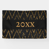 Sparkling Black Gold Zickzack New Year Countdown Banner (Horizontal)