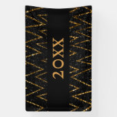 Sparkling Black Gold Zickzack New Year Countdown Banner (Vertikal)