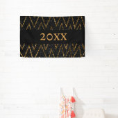 Sparkling Black Gold Zickzack New Year Countdown Banner (InSitu)