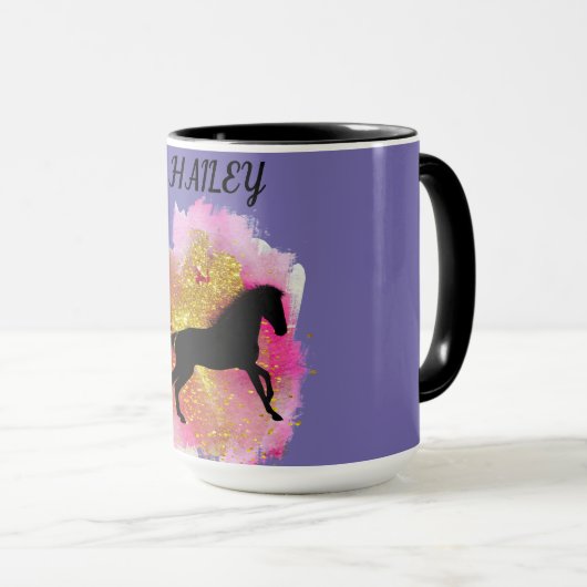 SPARKLING BLACK HORSE PERSONALISIERTE COMBO-TASSE TASSE (VorderseiteRechts)