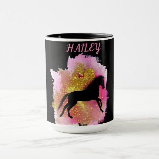 SPARKLING BLACK HORSE PERSONALISIERTE COMBO-TASSE TASSE (Zentrum)